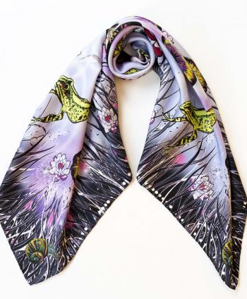 Rainy Day silk scarf flat knot