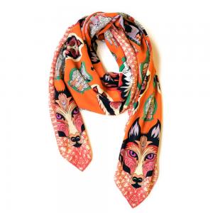 Wolf in Sheep's Clothing Orange silk scarf knot
