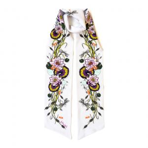 Pond life skinny twill silk scarf flat