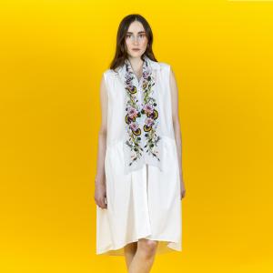 Pond life skinny twill silk scarf model