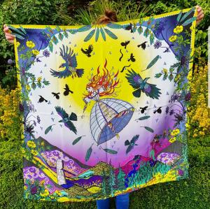 Theory of Flight silk scarf open garden