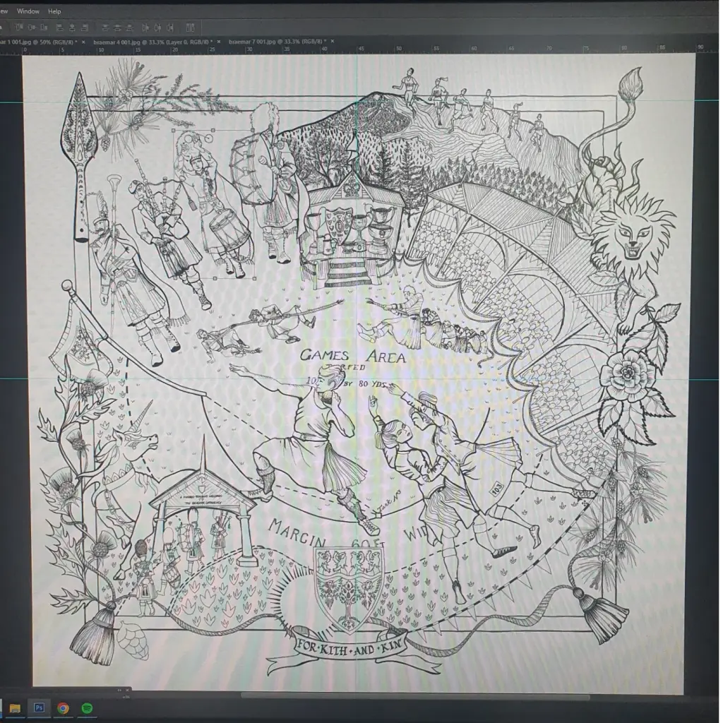 Screenshot of the Braemar Highland Games scarf designed by Helen Ruth Scarves