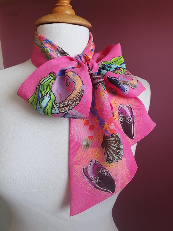 Beachcombing Silk Ribbon Twilly Scarf